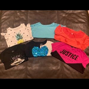 Lot of 6 Justice short sleeved shirts size 6/7